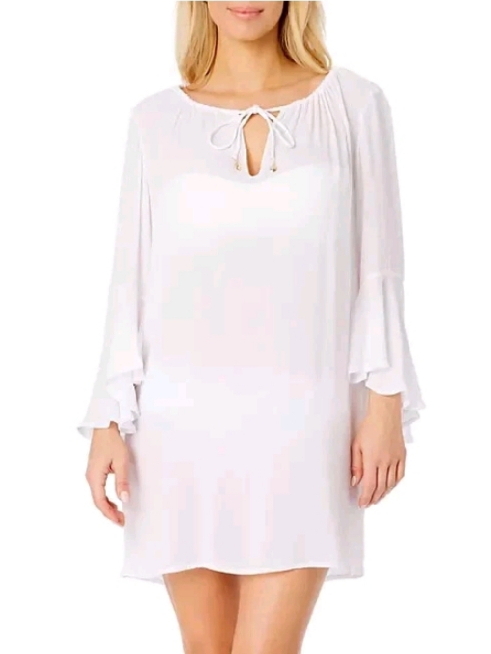Anne Cole White Rayon Top with Tag Swim M/L SIZE